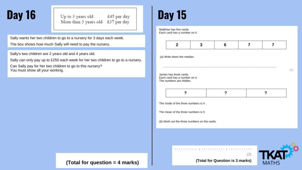 Tkat 100 day maths challenge foundation 16